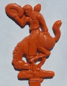 Westerner swizzle stick orange cowboy on horse